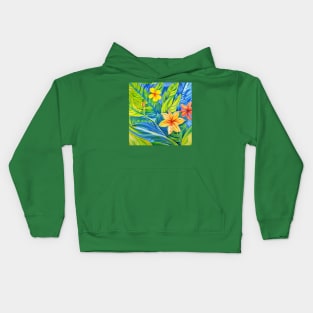 Tropical Flowers Three Kids Hoodie